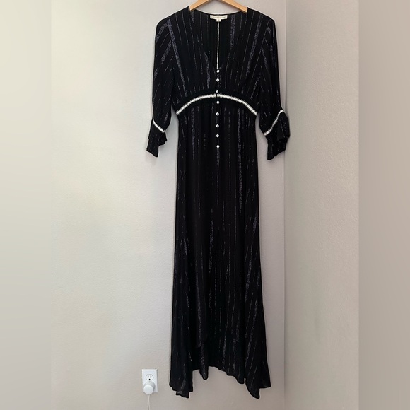 LoveStitch Dress Empire Waist Bohemian Button Front A-Line Maxi, M. Goth, witchy - Picture 1 of 12